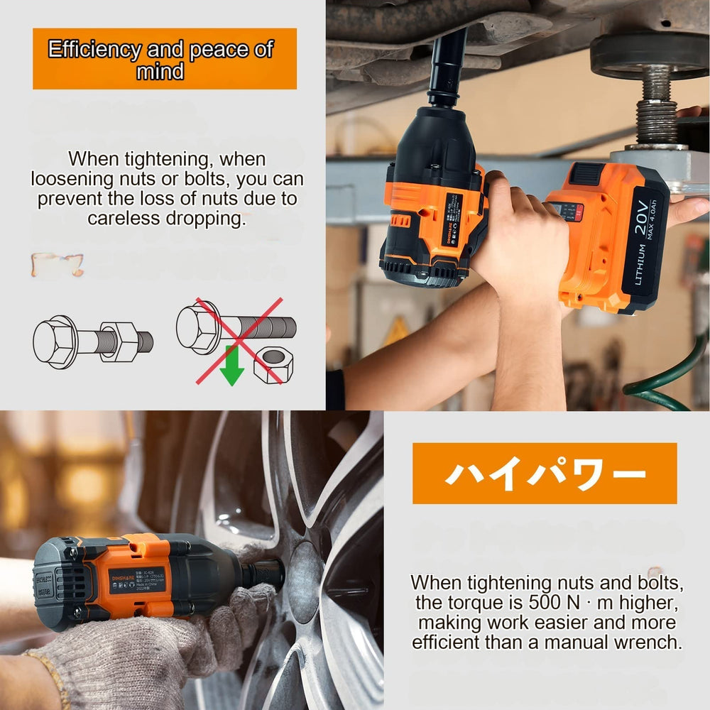 
                  
                    Dinshare 20V Impact Driver tightening bolts with strong torque and reverse rotation stop function.
                  
                