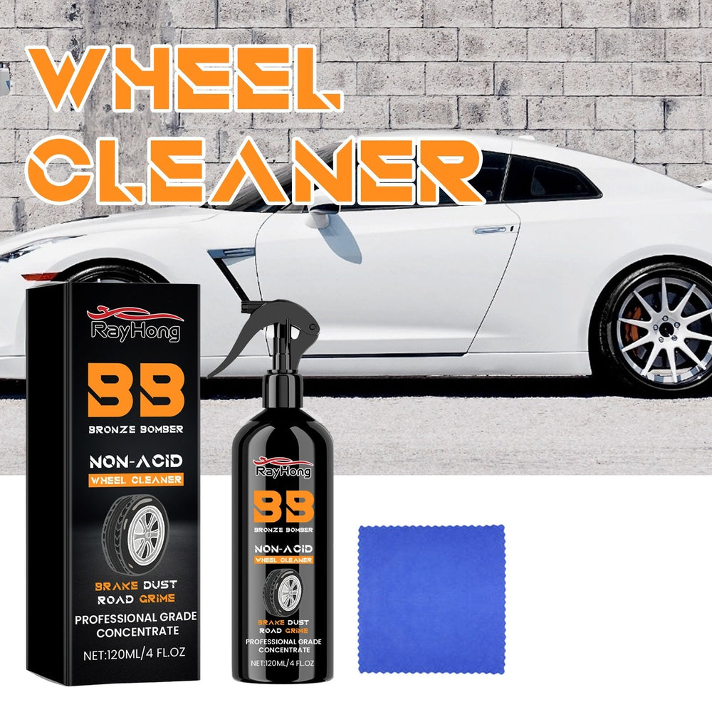 
                  
                    Car Wheel and Tire Cleaner with sodium bicarbonate for easy dirt removal, spray bottle and cloth.
                  
                