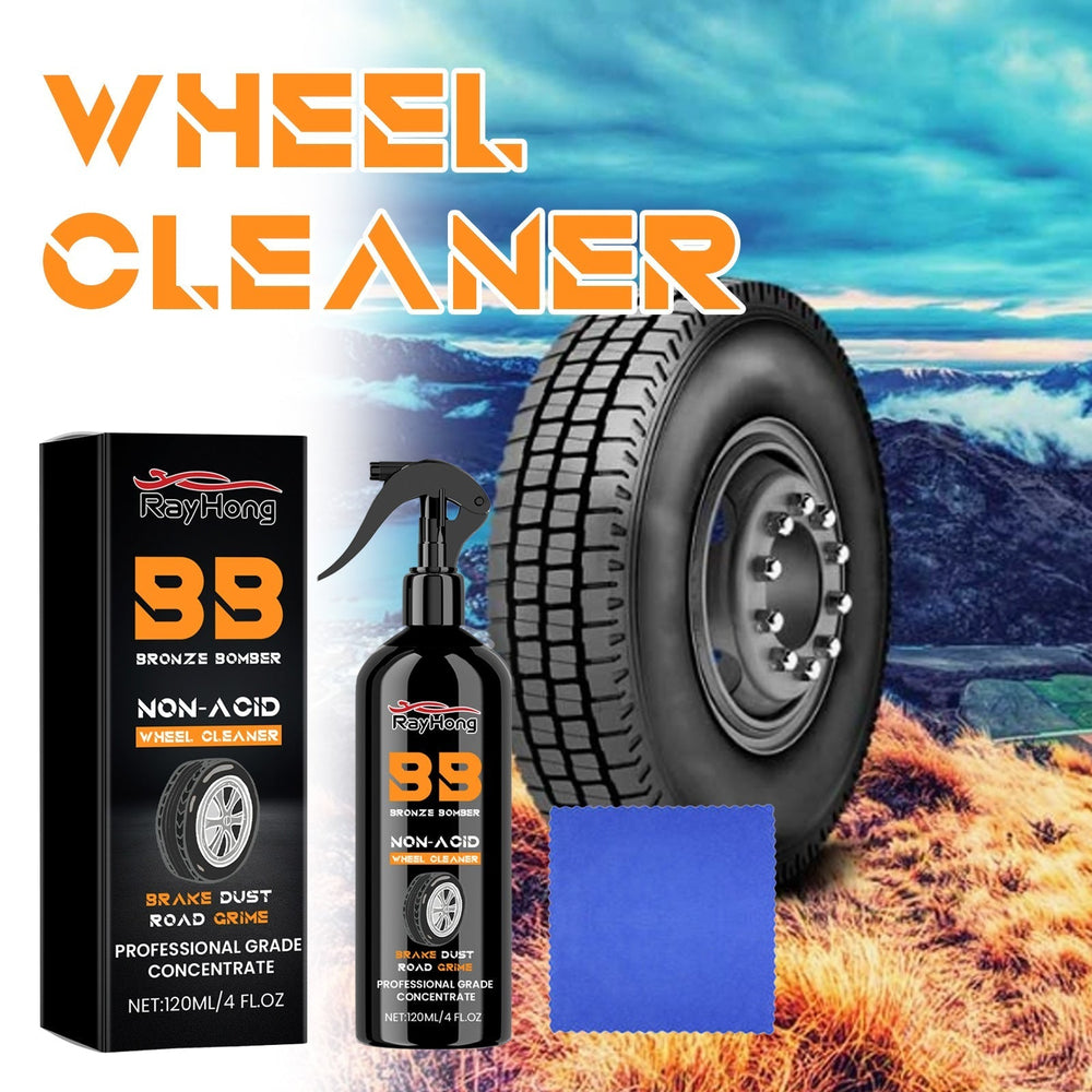 
                  
                    Car wheel and tire cleaner with brush and cloth for easy dirt removal.
                  
                