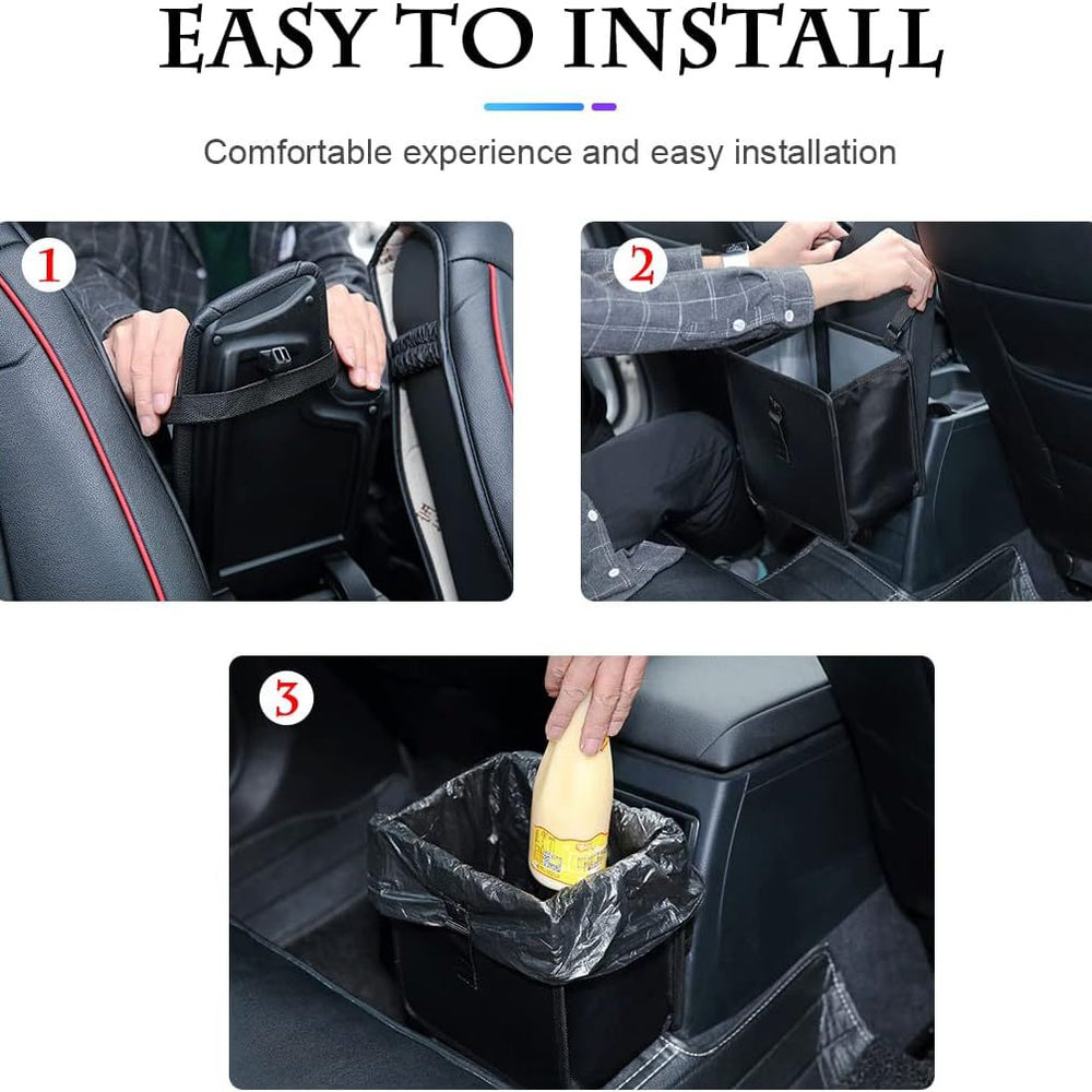 
                  
                    Large black Oxford cloth rear seat trash can, waterproof, foldable, easy installation in vehicle.
                  
                