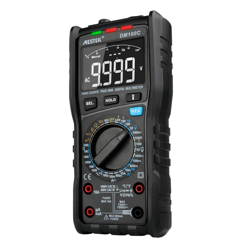 Mestek multipurpose professional electrical multimeter, high-precision handheld device in black.