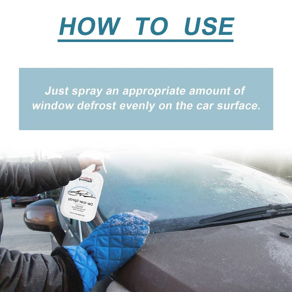 
                  
                    Windshield De-Icing Spray being applied to an icy car windshield.
                  
                