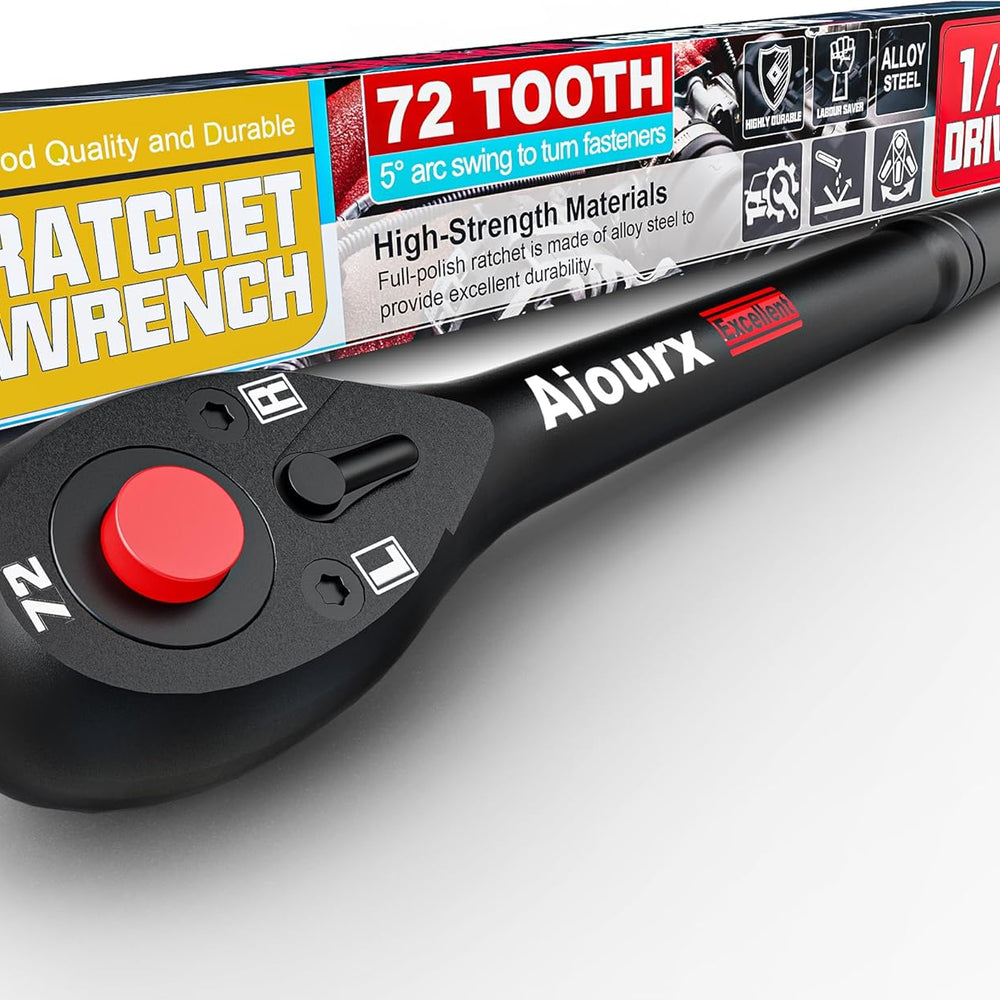 
                  
                    3/8" Drive Mini Ratchet, 72-Tooth, Chrome-Vanadium Steel, Ergonomic Handle
                  
                