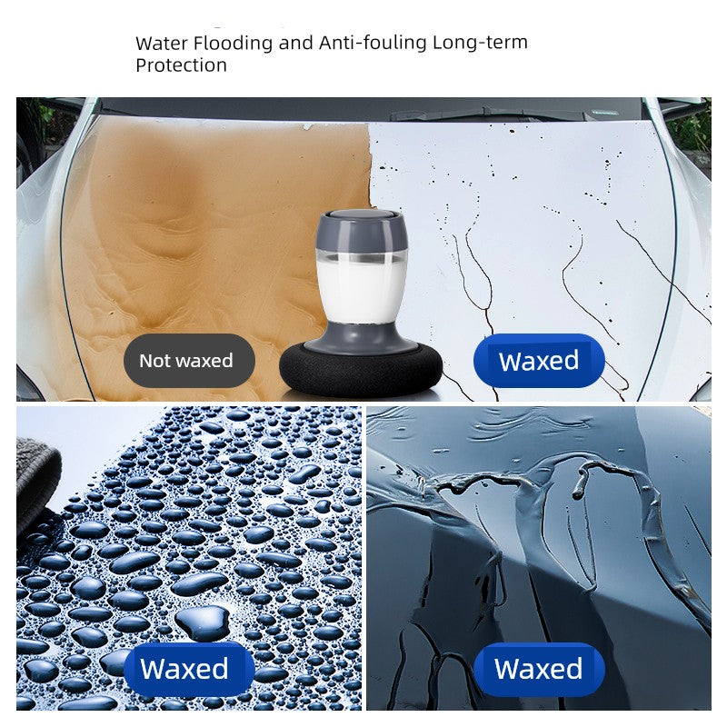 
                  
                    High performance wax coating sponge on car hood, demonstrating waterproof and shiny finish.
                  
                