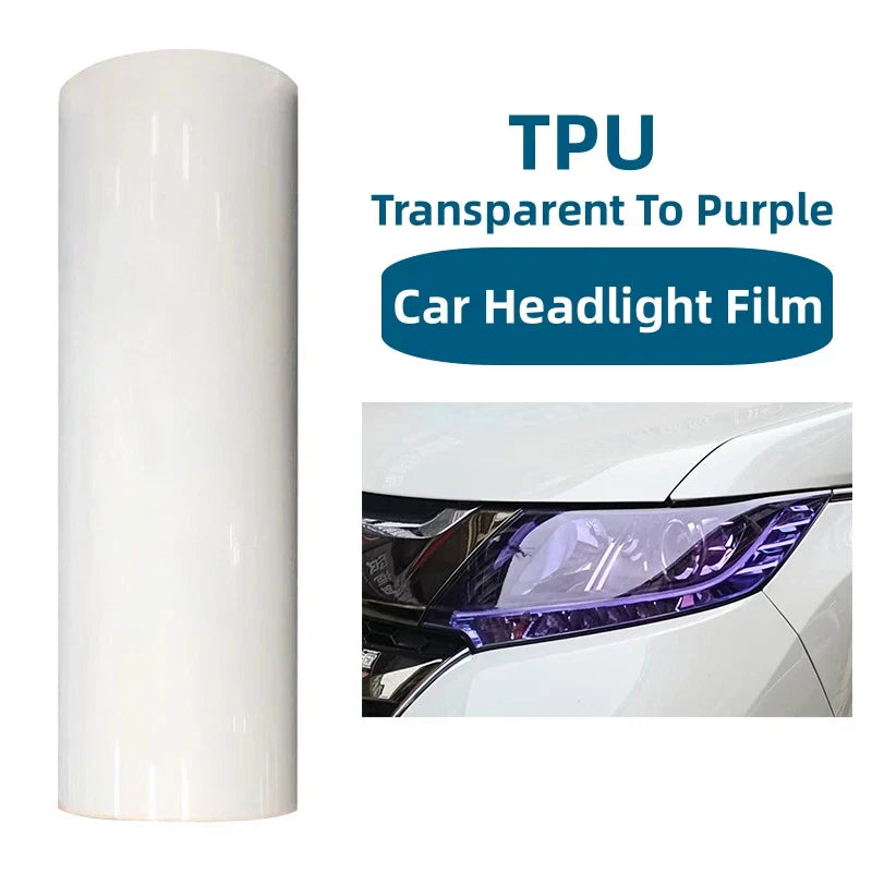 
                  
                    Automotive TPU headlight film in black and purple for car light protection and color change
                  
                