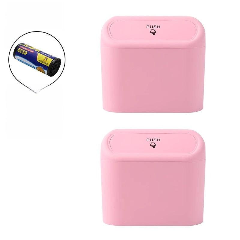 
                  
                    Pink hanging storage box and car trash can with trash bags included.
                  
                
