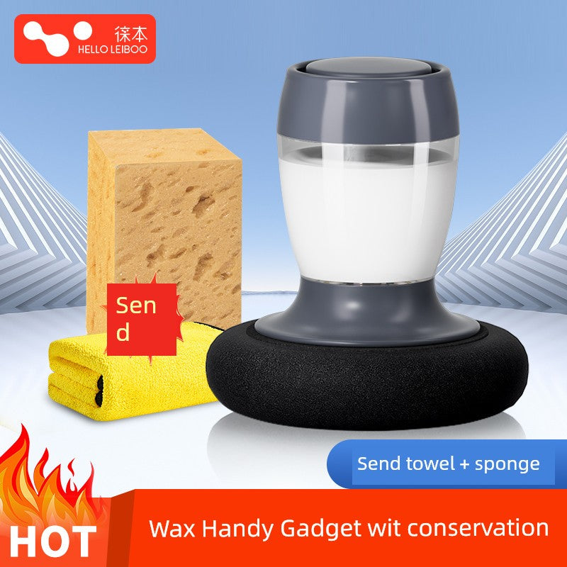 
                  
                    Wax Coating Sponge with applicator and yellow towel for vehicle shine.
                  
                