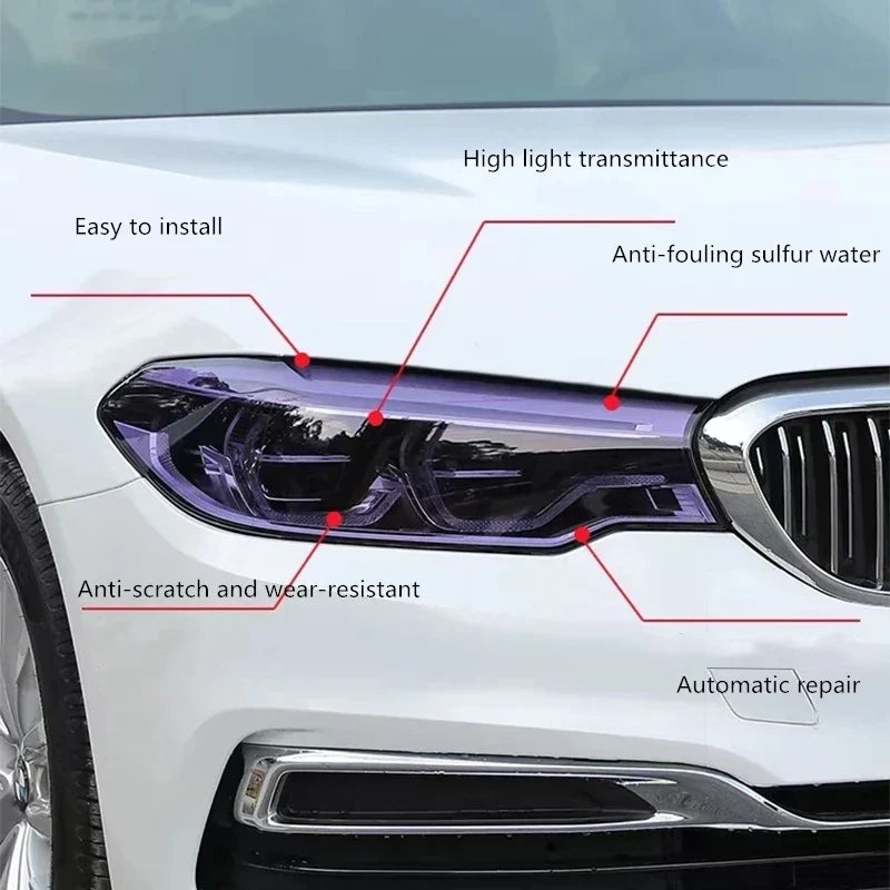 
                  
                    Automotive TPU headlight film in black and purple for car light protection and color change
                  
                