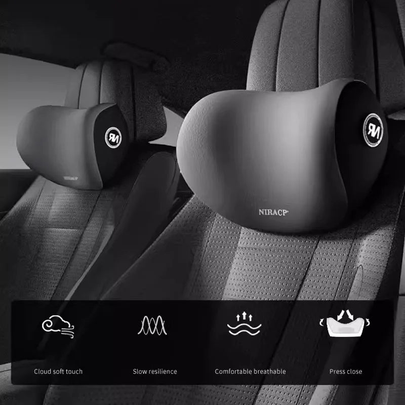 Memory Foam Car Neck Pillow - Comfortable Travel Headrest & Support