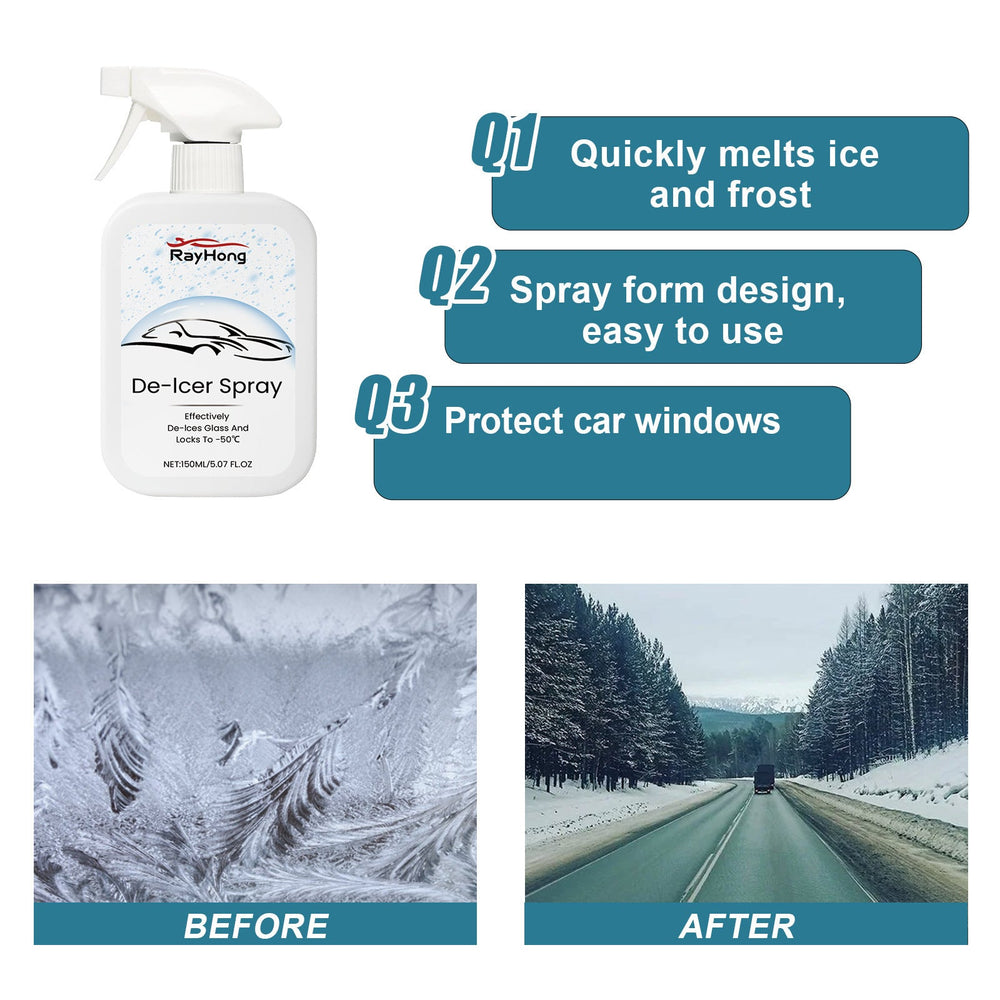 
                  
                    Windshield De-Icing Spray - 150ml, quickly melts ice, spray form, protects car windows, before and after use.
                  
                