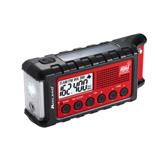 Midland ER310 Emergency Hand Crank Radio with flashlight and NOAA alert.