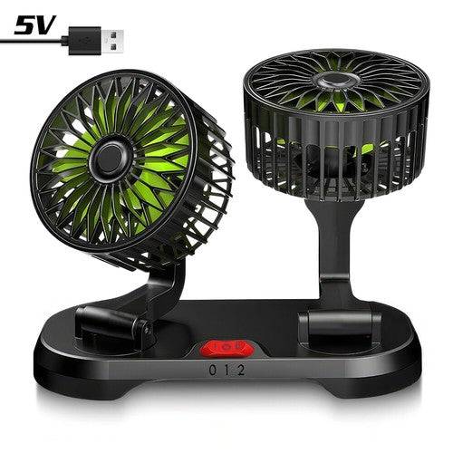 
                  
                    Dual head dashboard cooling fan with USB connection for cars.
                  
                