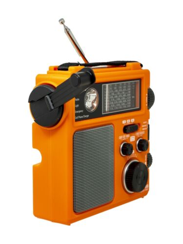 
                  
                    Tecsun GR-98 emergency radio with hand crank and flashlight.
                  
                