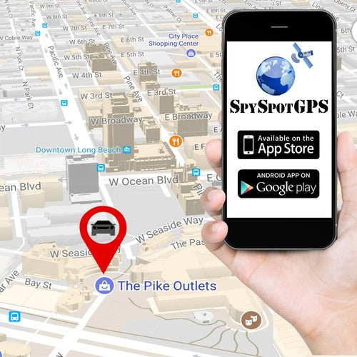 
                  
                    SpySpot 4G GPS vehicle tracker mobile interface on map background.
                  
                